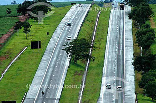  Cars and truck on Euclides da Cunha highway - Sao Paulo State - Brazil 