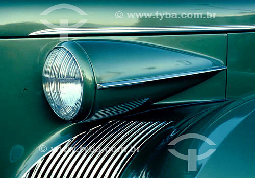  Detail of headlight on a vintage car 