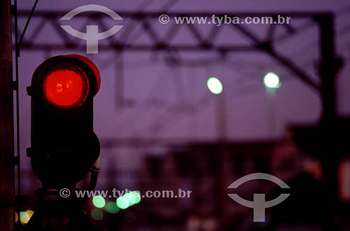  Train station traffic signal behind 