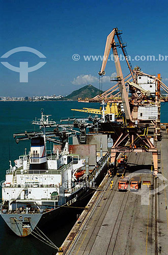  Tubarao Port - Modern port loadin a ship with ore - Vitoria city - Espirito Santo state - Brazil 