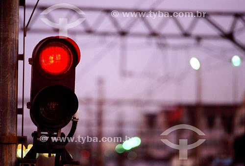  Train station traffic signal behind 