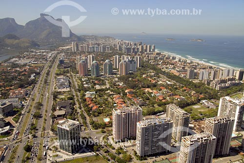  Subject: Aerial view of Barra da Tijuca neighbourhood with Gavea Stone on the background Place: Rio de Janeiro city - Rio de Janeiro state Date: 05/08/2006 