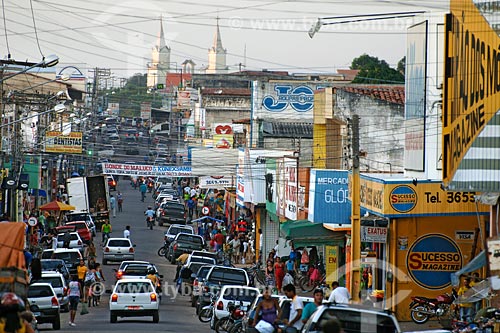 Subject: Commerce street with Main Church on the background / Place: Santa Ines town - Maranhao state / Date: 08/2008 