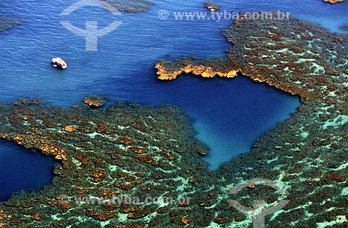  Subject: Coral reefs at the brazilian map shape / Place: Marine National Park of Abrolhos - Bahia state / Date: 2008 