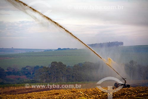  Subject: Irrigation of recently cultivated sugarcane field with vinhoto, a byproduct of the ethanol industrial process. Sao Martinho ethanol and sugar plant / Place: Pradopolis city, in Ribeirao Preto region, Sao Paulo State, Brazil / Date: May 2008 