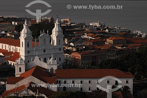  Subject: Aerial view of historical center with Igreja da Se (Igreja da Se Church) and Guajara Bay in the background / Place: Belem City - Para State - Brazil / Date: 10/12/2008 