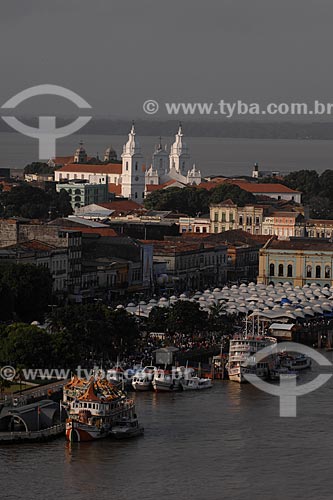  Subject: Aerial view of the historical center with Solar da Beira, Ver-o-peso Market (See the Weight Market), Igreja da Se (Igreja da Se Church) and Guajara Bay in the background / Place: Belem City - Para State - Brazil / Date: 10/12/2008 