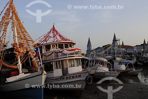  Subject: Ornamented boats for Nossa Senhora de Nazare (Our Lady of Nazareth) Procession at Ver-o-peso (See the Weight Market) dock / Place: Belem City - Para State - Brazil / Date: 10/13/2008 