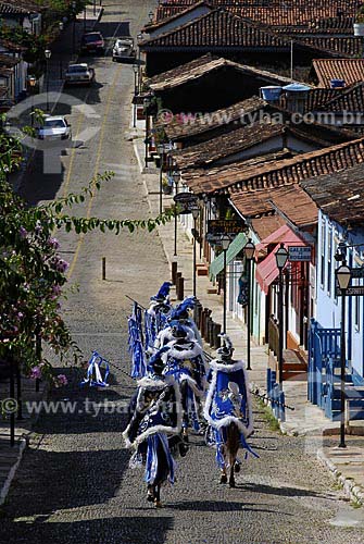  Subject: Horsemen marching in the Pirenopolis Center / Place: Pirenopolis City- Goias State - Brazil / Date: 05/28/2007 