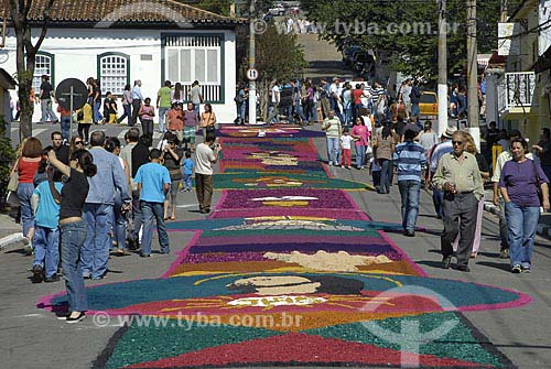  Subject: Decoration on the streets for the Corpus Christi procession in Santana de Paranaiba / Place: Santana de Paranaíba City - Sao Paulo State - Brazil / Date: 06/07/2007 