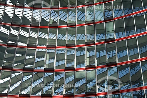  Subject: Windowpane and modern architecture on the inside of Sony Center / Place: Berlin - Germany / Date: 09/27/2008 