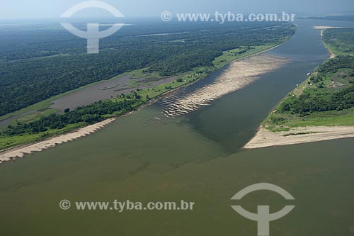  Subject: Mouth of the river Madeira with the Amazon River, with its greenish waters by eutrophication, between Manaus and Itacoatiara / Place: Amazonas state - Brazil / Date: 10/29/2007 