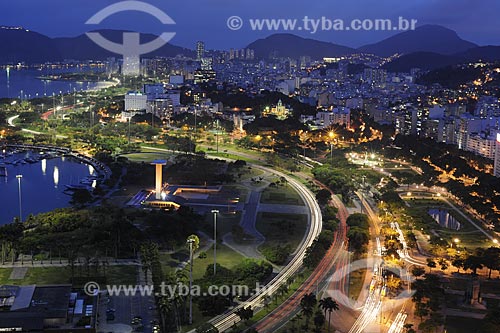  Subject: Aerial view - Sunset - Flamengo Park (Aterro do Flamengo) iluminated / Place: Rio de Janeiro City - Rio de Janeiro State - Brazil / Date: November 2008 