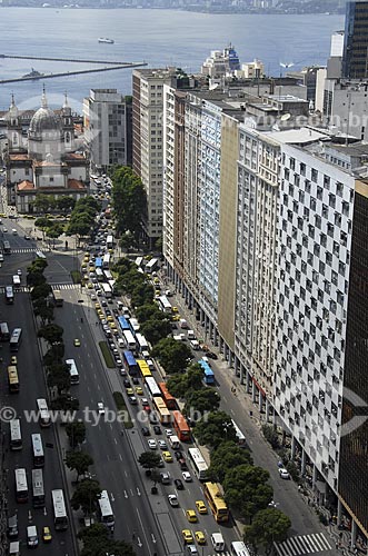  Subject: Aerial view of Presidente Vargas Avenue with Candelaria Church in the background / Place: Downtown - Rio de Janeiro City - Rio de Janeiro State - Brazil / Date: November 2006 