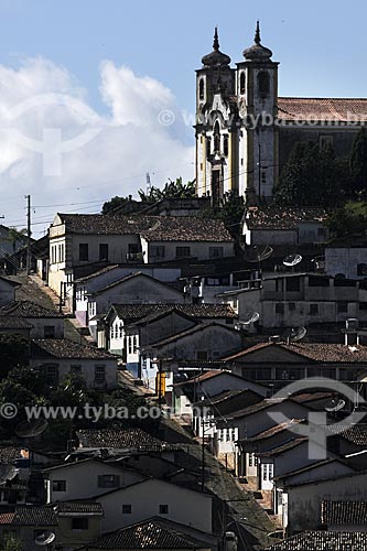  Subject: Old houses and Santa Ifigenia Church on top / Place: Ouro Preto City - Minas Gerais State - Brazil / Date: April 2009 