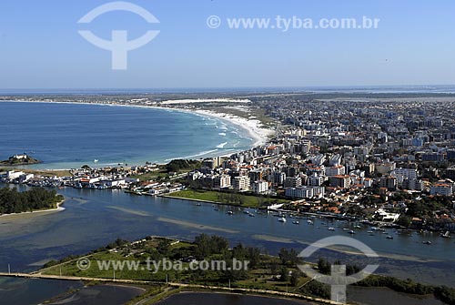  Subject: Aerial view of Praia do Forte (Fort Beach) and Itajuru channel (Waterway) / Place: Cabo Frio City - Rio de Janeiro State - Brazil / Date: June 2008 