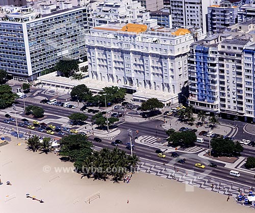  Subject: Aerial view of Copacabana Palace Hotel in Atlantica Avenue  / Place: Copacabana - Rio de Janeiro city - Rio de Janeiro state - Brazil / Date: 2008 