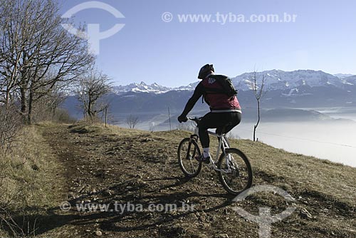  Subject: Cyclist in French Alps / Place: Grenoble Region - France / Date: 2007 