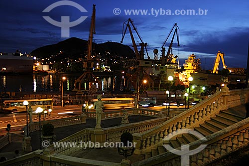  Subject: Port of Victoria in the back ground and the steps of Anchieta Palace in the foreground         / Place: Vitoria - Espirito Santo state - Brazil / Date: March 2008 