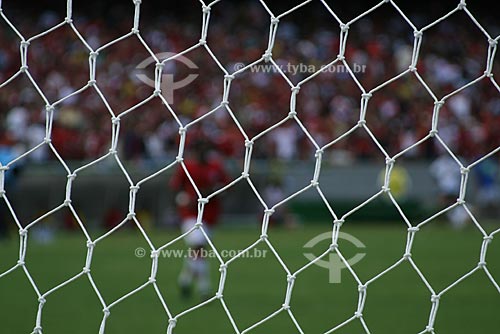  Subject: Detail of the goal net during a football match in the Mario Filho stadium (Maracana) - Flamengo x Santos  / Place:  Maracana neighborhood - Rio de Janeiro city - Rio de Janeiro state - Brazil  / Date: 31/10/2009 