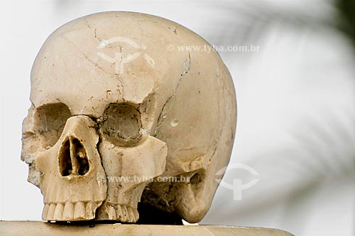  Subject:  Skull at the Paroquia de Sao Pedro Church, former Colegio dos Jesuitas (Jesuit College) / Local: Sao Pedro da Aldeia - Regiao dos Lagos (Lakes Region) - Costa do Sol (Sun Coast) - Rio de Janeiro - RJ / Data: 11-2009 