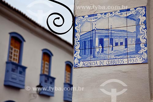  Subject: Detail of a Post Office tile from 1930  / Place: Paraty city - Costa Verde (Green Coast) region - Rio de Janeiro state - Brazil / Date: Janeiro 2010 