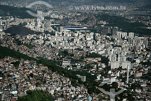  Subject: Aerial view of the Northern Zone of the Rio de Janeiro city, with the Prazeres Slum in the foreground and the Maracana stadium in the background / Place: Rio de Janeiro city - Rio de Janeiro state - Brazil / Data: 11/2009 