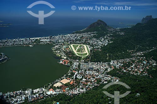  Subject: Aerial view of the Lagoa Rodrigo de Freitas, the Hipodromo da Gavea (Gavea Hippodrome) and the Jardim Botanico (Botanical Garden) / Place: Rio de Janeiro city - Rio de Janeiro state - Brazil / Date: 11/2009 