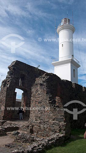  Ruins of Convento de San Francisco Convent and Lighthouse. The convent was built in 1694 and destroyed by fire in 1704. The Lighthouse was built in 1857   - Colonia do Sacramento city - Uruguay