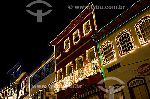  Subject: Colonial houses lighted for christmas  / Place:  Diamantina city - Minas Gerais state - Brazil  / Date: 12/2008 