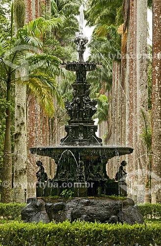  Subject: Main Fountain in Jardim Botanico (Botanical Garden) with imperial palms in the background  / Place:  Rio de Janeiro city - Rio de Janeiro state -  Brazil  / Date: 28/10/2008 