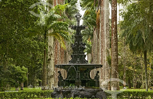  Subject: Main Fountain in Jardim Botanico (Botanical Garden) with imperial palms in the background  / Place: Rio de Janeiro city - Rio de Janeiro state -  Brazil  / Date: 28/10/2008 