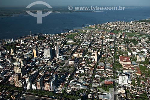  Subject: Aerial view of the downtown of Manaus city with the Teatro Amazonas (Amazonas Theater) and the Praca Sao Sebastiao (Sao Sebastiao Square) - Negro River in the background  / Place:  Manaus city - Amazonas state - Brazil  / Date: 11/2007 