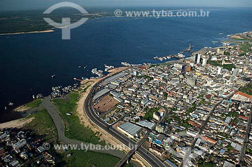  Subject: Aerial view of the downtown of Manaus city, with the Negro river and the portuary zone of the city  / Place:  Manaus city - Amazonas state - Brazil  / Date: 11/2007 