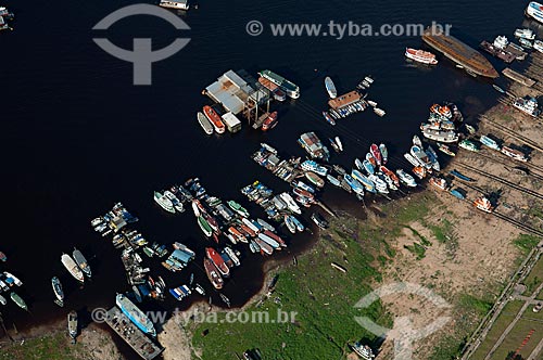  Subject: Aerial view of boats in the portuary zone of Manaus city  / Place:  Manaus city - Amazonas state - Brazil  / Date: 11/2007 