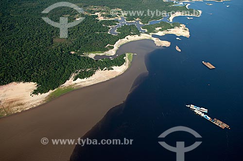  Subject: Aerial view of the meeting waters of Solimões and Negro rivers  / Place:  Manaus city - Amazonas state - Brazil  / Date: 11/2007 