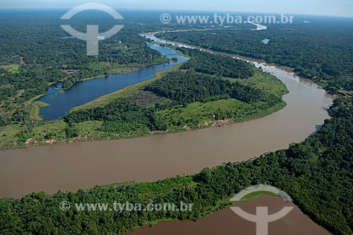  Subject: Aerial view of the Madeirinha river, and lowland lakes with different colors of water  / Place:  Northeast of the Borba municipality - Amazonas state - Brazil  / Date: 11/2007 