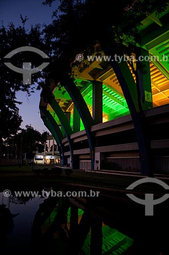  Subject: Facade of Jornalista Mario Filho stadium - also known as Maracana - at dusk / Place:  Rio de Janeiro city - Rio de Janeiro state - Brazil  / Date: 06/2010 