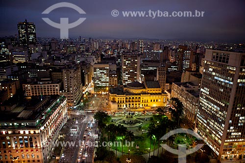  Subject: Aerial view highlighting the municipal theater  / Place:  Sao Paulo city - Sao Paulo state - Brazil  / Date: 04/10/2010 