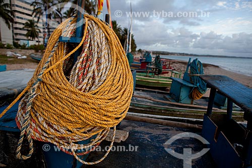  Subject: Ropes in a boat at Jucara Beach  / Place:  Maceio city - Alagoas state - Brazil / Date: 2011 