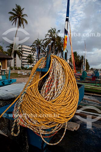  Subject: Ropes in a boat at Jucara Beach  / Place:  Maceio city - Alagoas state - Brazil / Date: 2011 