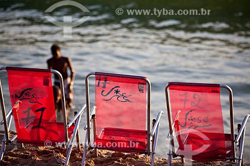  Subject: Beacher chairs at Arpoador beach  / Place:  Ipanema neighborhood - Rio de Janeiro city - Brazil  / Date: 01/2011 