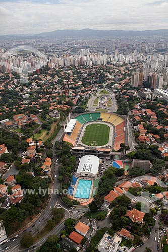  Subject: Aerial view of Pacaembu Stadium (Paulo Machado de Carvalho Municipal Stadium) / Place: Sao Paulo city - Sao Paulo state (SP) - Brazil / Date: 03/2011 