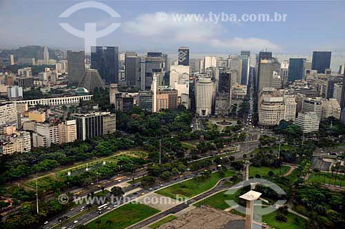  Subject: Aerial view of the Flamengo Park with the Monument to the dead of World War II and in the background the downtown / Place: Glória neighborhood - Rio de Janeiro city - Rio de Janeiro state (RJ) - Brazil / Date: 01/2011  