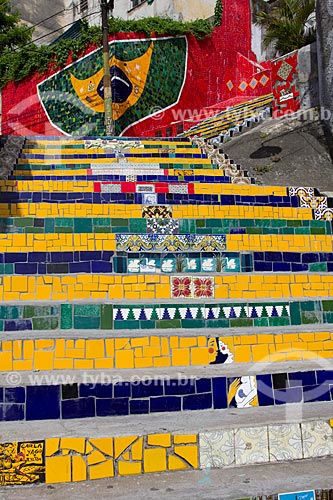 Subject: Staircase decorated with tiles - Escadaria Selaron (Staircase Selaron) / Place: Lapa neighborhood  -  Rio de Janeiro city  -  Brazil  / Date: 02/2011 