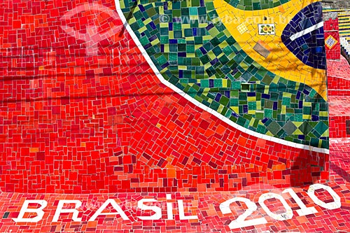  Subject: Panel decorated with tiles - Escadaria Selaron (Staircase Selaron) / Place: Lapa neighborhood  -  Rio de Janeiro city  -  Brazil  / Date: 02/2011 