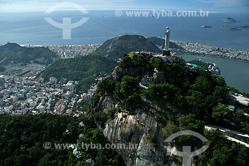  Subject: Aerial view of Christ Redeemer with the Southern Zone of Rio de Janeiro in the Background / Place: Rio de Janeiro city  -  Rio de Janeiro state  -  Brazil / Date: 02/2011 