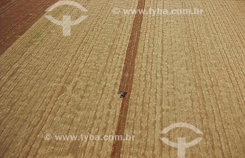  Subject: Aerial view of the field being plowed by tractor / Place: Baus district - Costa Rica city - Mato Grosso do Sul state (MS) - Brazil / Date: 2009 