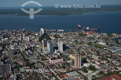  Subject: Aerial view of the downtown of Manaus city with the Amazonas Theater and the Sao Sebastiao Square    / Place:  Manaus city  -  Amazonas state  -  Brazil  / Date: 06/2007 