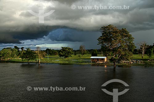  Subject: Houses on stilts on the banks of the Amazon River / Place: Itacoatiara city - Amazonas state (AM) - Brazil / Date: 06/2011 